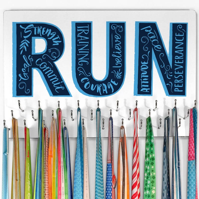 Gone For a Run Hooked On Medals | Medal Hanger and Display Inspirational Runner | White - Image 1